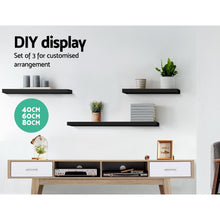 Load image into Gallery viewer, Artiss 3 Piece Floating Wall Shelves - Black