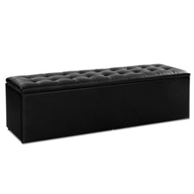 Load image into Gallery viewer, Artiss Storage Ottoman Blanket Box Black LARGE Leather Rest Chest Toy Foot Stool