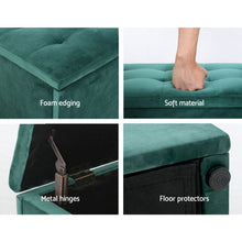 Load image into Gallery viewer, Artiss Storage Ottoman Blanket Box Velvet Foot Stool Rest Chest Couch Green