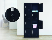 Load image into Gallery viewer, Standard Lock 4-Door Vertical Locker for Office Gym Shed School Home Storage Black
