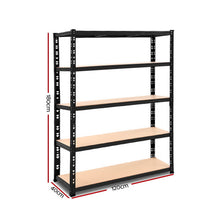 Load image into Gallery viewer, Giantz 1.8M Warehouse Racking Shelving Storage Shelf Garage Shelves Rack Steel Black