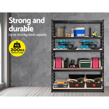 Load image into Gallery viewer, Giantz 1.8M Warehouse Racking Shelving Storage Shelf Garage Shelves Rack Steel Black