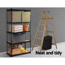 Load image into Gallery viewer, 1.8M 5-Shelves Steel Warehouse Shelving Racking Garage Storage Rack Black