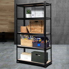 Load image into Gallery viewer, 1.8M 5-Shelves Steel Warehouse Shelving Racking Garage Storage Rack Black