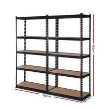 Load image into Gallery viewer, 2x1.8M 5-Shelves Steel Warehouse Shelving Racking Garage Storage Rack Black