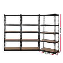 Load image into Gallery viewer, 3x1.8M 5-Shelves Steel Warehouse Shelving Racking Garage Storage Rack Black