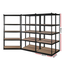 Load image into Gallery viewer, 5x1.8M 5-Shelves Steel Warehouse Shelving Racking Garage Storage Rack Black