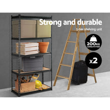 Load image into Gallery viewer, 2x1.8M 5-Shelves Steel Warehouse Shelving Racking Garage Storage Rack Grey