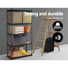 Load image into Gallery viewer, 3x1.8M 5-Shelves Steel Warehouse Shelving Racking Garage Storage Rack Grey