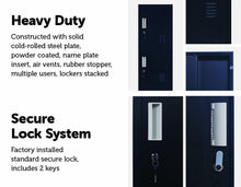 Load image into Gallery viewer, Standard Lock 4-Door Vertical Locker for Office Gym Shed School Home Storage Black
