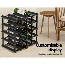 Load image into Gallery viewer, Artiss 20 Bottle Timber Wine Rack Wooden Storage Wall Racks Holders Cellar Black
